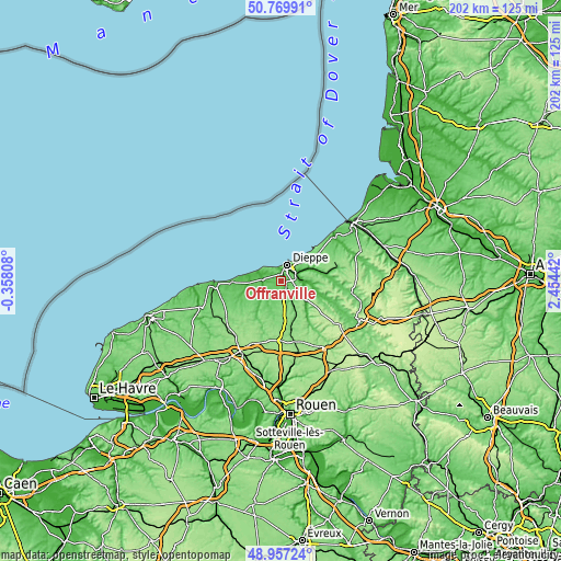 Topographic map of Offranville