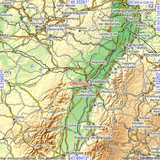 Topographic map of Offenheim