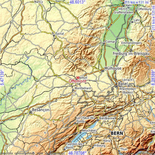 Topographic map of Offemont