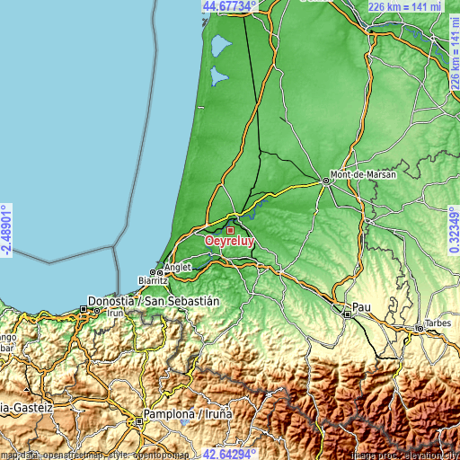 Topographic map of Oeyreluy