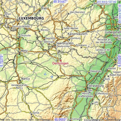 Topographic map of Oermingen