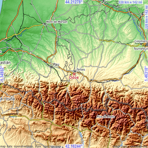 Topographic map of Odos