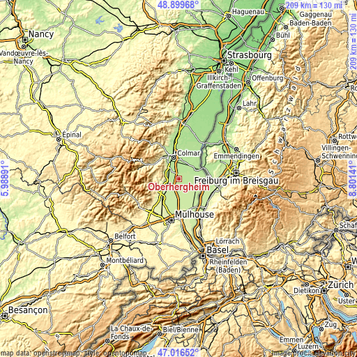Topographic map of Oberhergheim