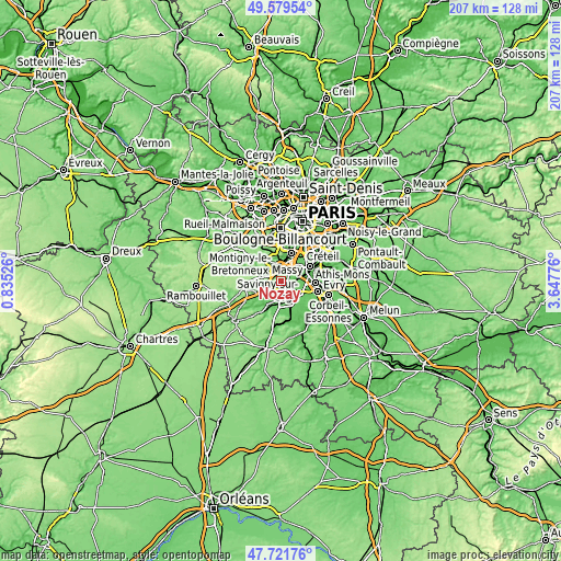 Topographic map of Nozay