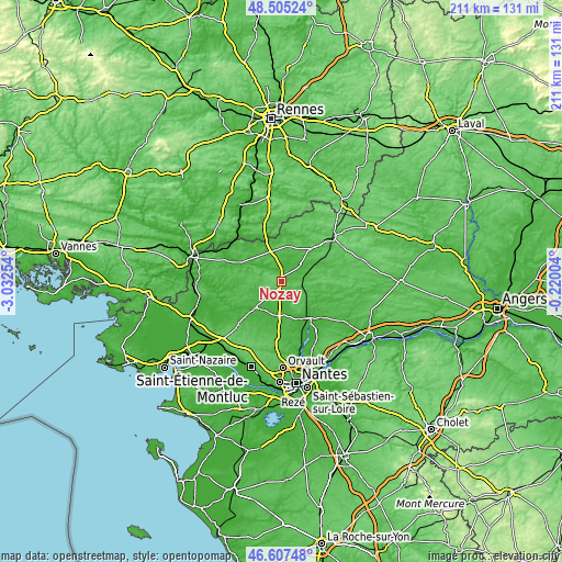 Topographic map of Nozay