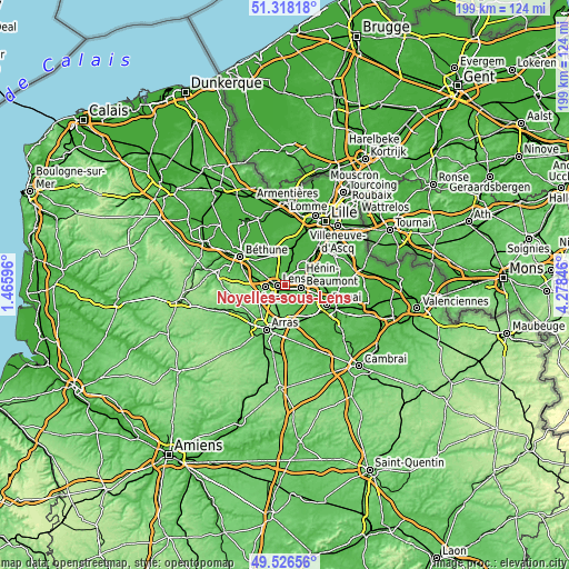 Topographic map of Noyelles-sous-Lens