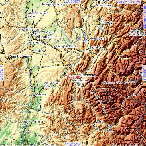 Topographic map of Noyarey