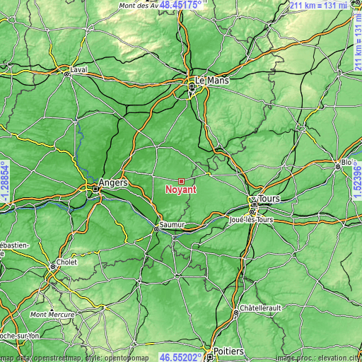 Topographic map of Noyant