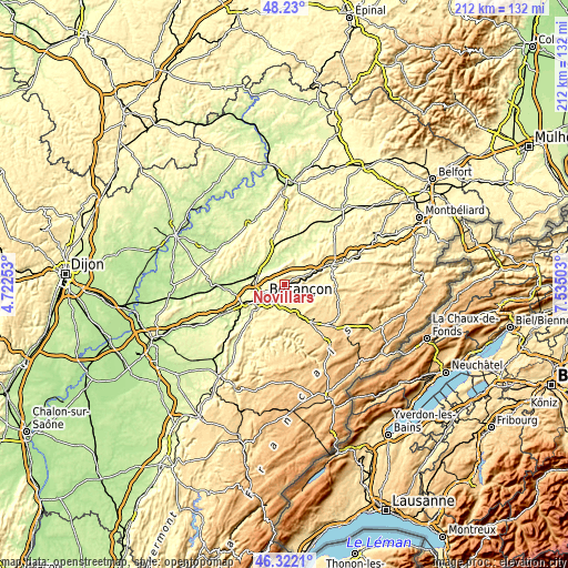 Topographic map of Novillars