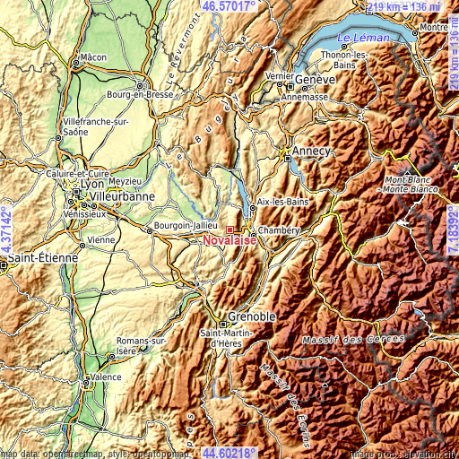 Topographic map of Novalaise