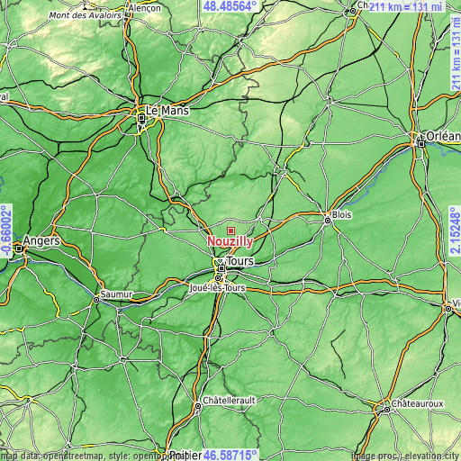 Topographic map of Nouzilly