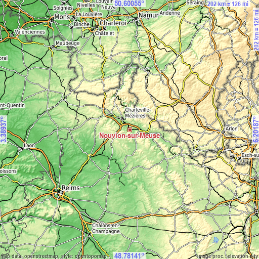 Topographic map of Nouvion-sur-Meuse