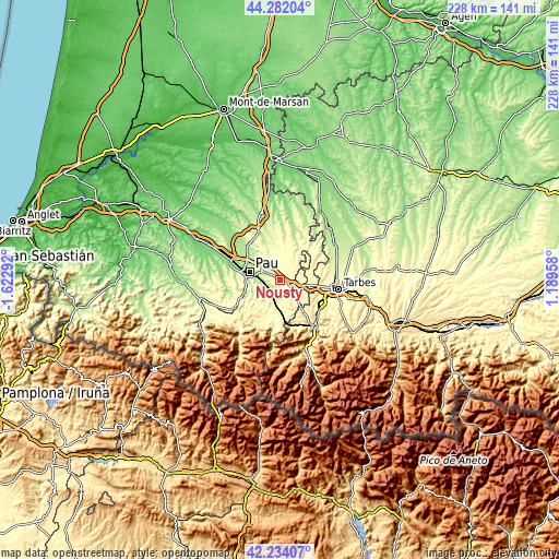 Topographic map of Nousty