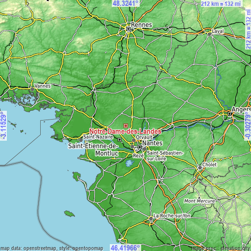 Topographic map of Notre-Dame-des-Landes