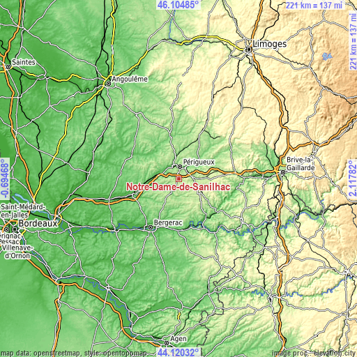 Topographic map of Notre-Dame-de-Sanilhac