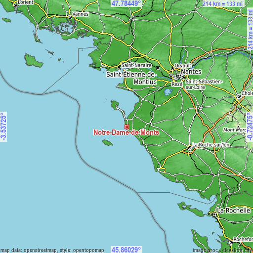 Topographic map of Notre-Dame-de-Monts