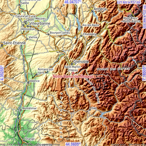 Topographic map of Notre-Dame-de-Mésage