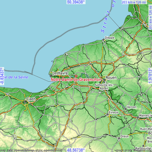 Topographic map of Notre-Dame-de-Gravenchon