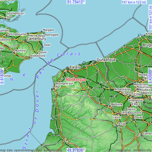 Topographic map of Nortkerque