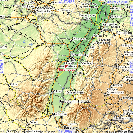 Topographic map of Nordhouse