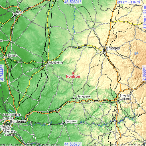 Topographic map of Nontron