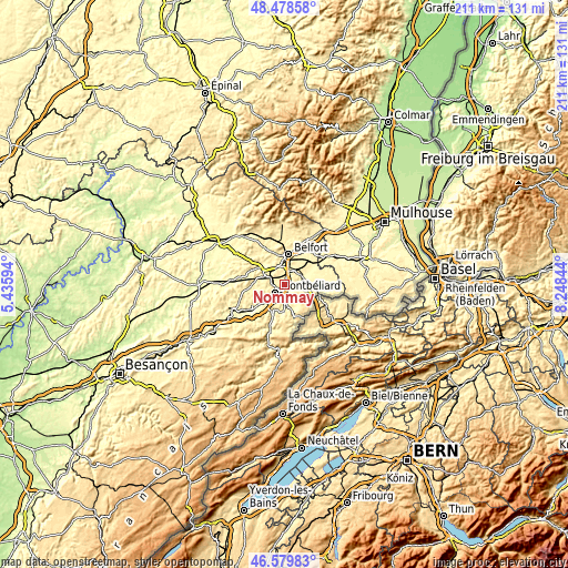 Topographic map of Nommay