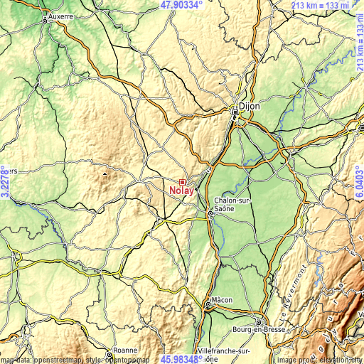 Topographic map of Nolay