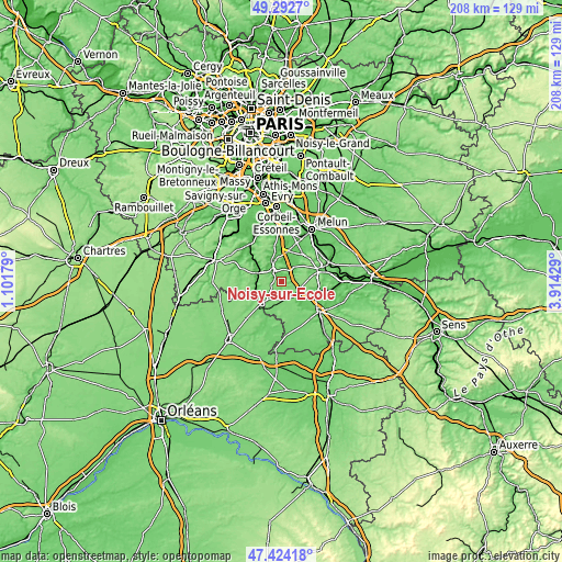 Topographic map of Noisy-sur-École