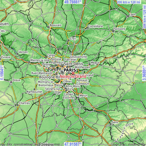 Topographic map of Noisy-le-Grand