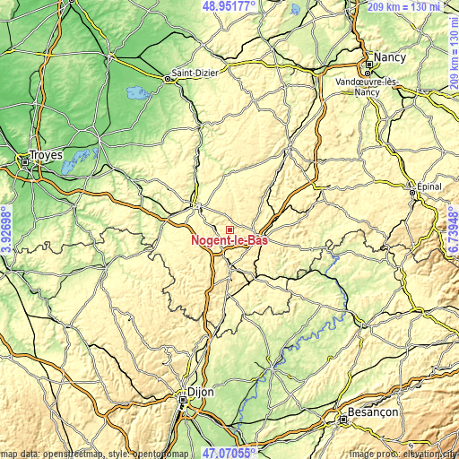 Topographic map of Nogent-le-Bas