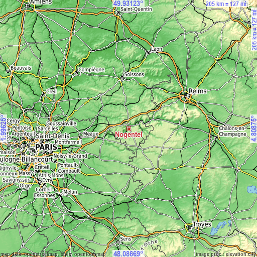 Topographic map of Nogentel