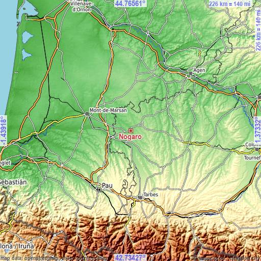 Topographic map of Nogaro