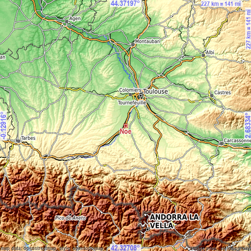 Topographic map of Noé