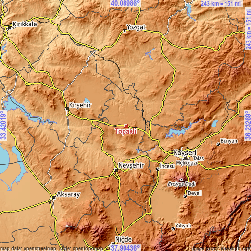 Topographic map of Topaklı