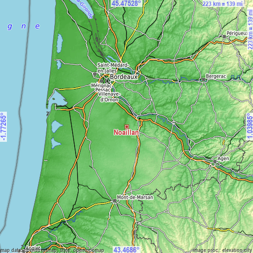 Topographic map of Noaillan