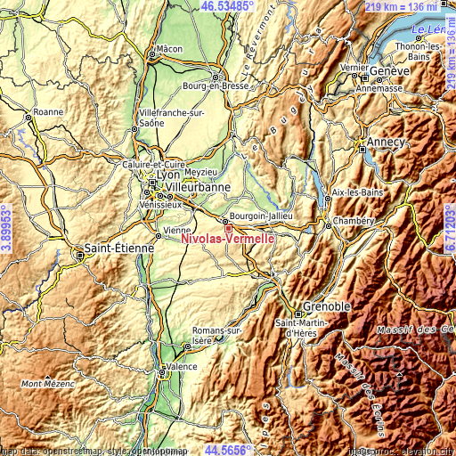 Topographic map of Nivolas-Vermelle