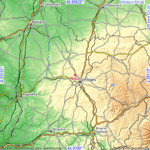 Topographic map of Nieul