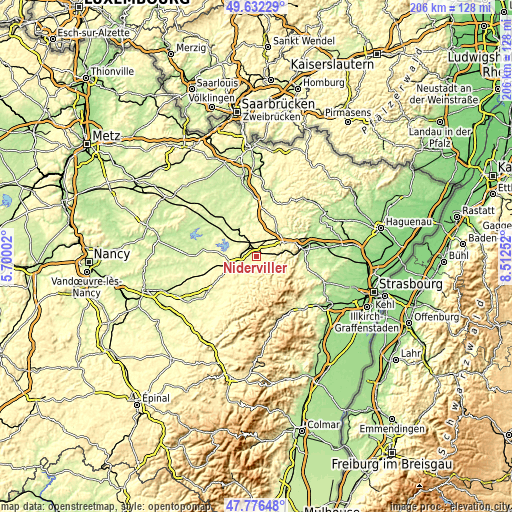 Topographic map of Niderviller