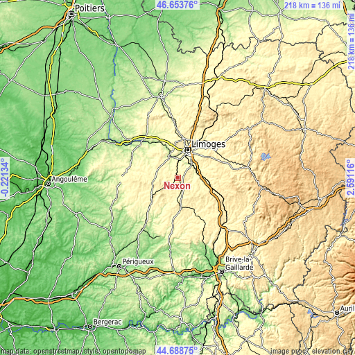 Topographic map of Nexon