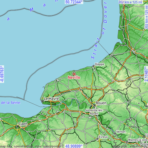 Topographic map of Néville