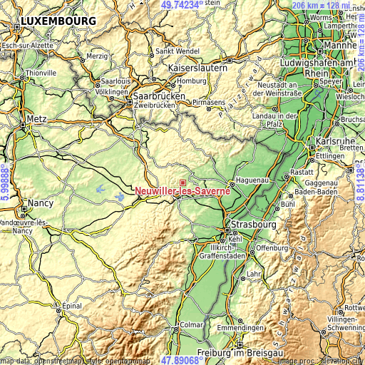 Topographic map of Neuwiller-lès-Saverne