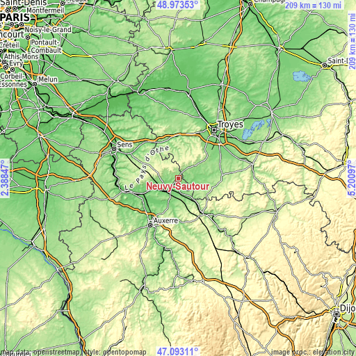 Topographic map of Neuvy-Sautour