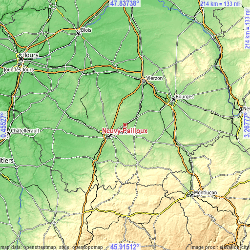 Topographic map of Neuvy-Pailloux