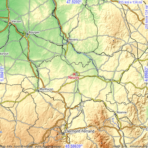 Topographic map of Neuvy