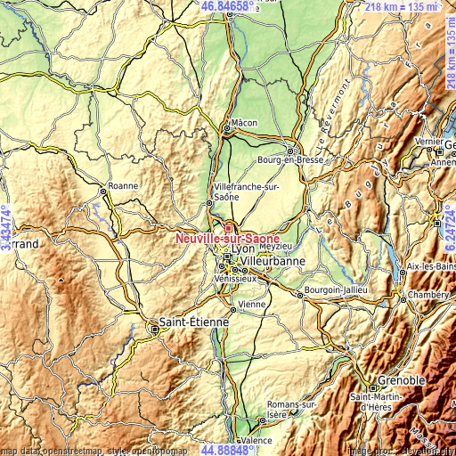 Topographic map of Neuville-sur-Saône