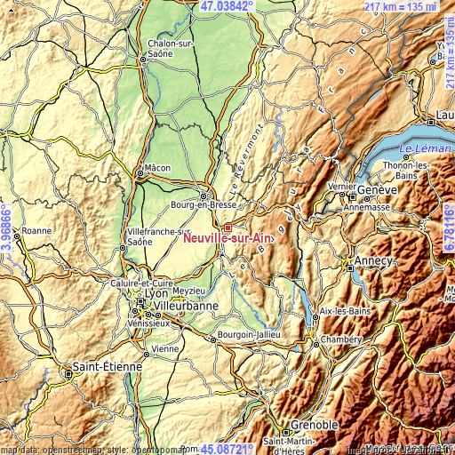 Topographic map of Neuville-sur-Ain