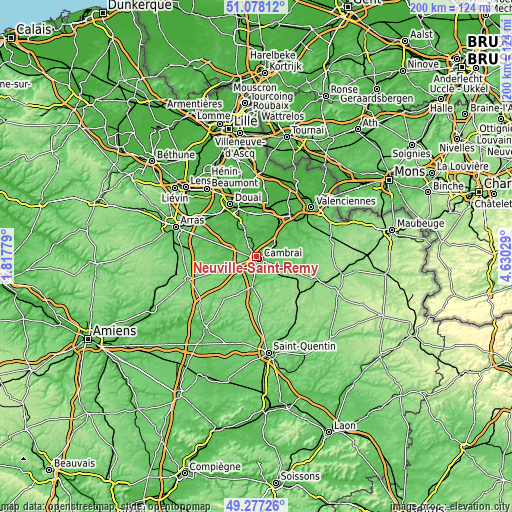 Topographic map of Neuville-Saint-Rémy