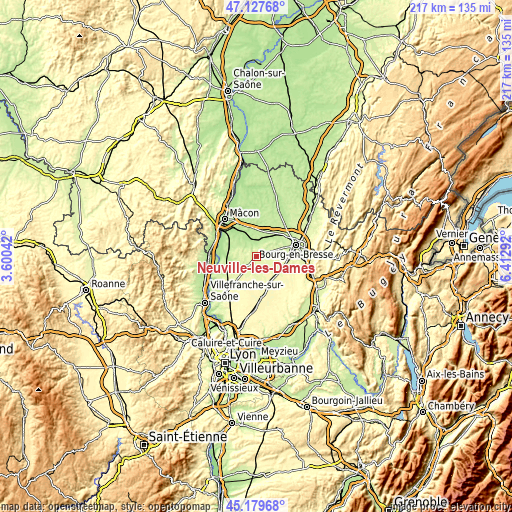 Topographic map of Neuville-les-Dames