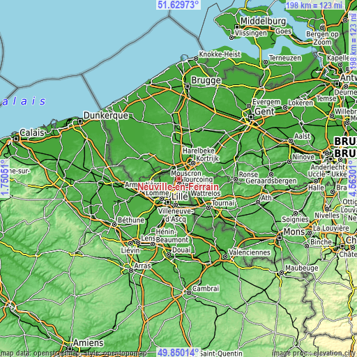 Topographic map of Neuville-en-Ferrain