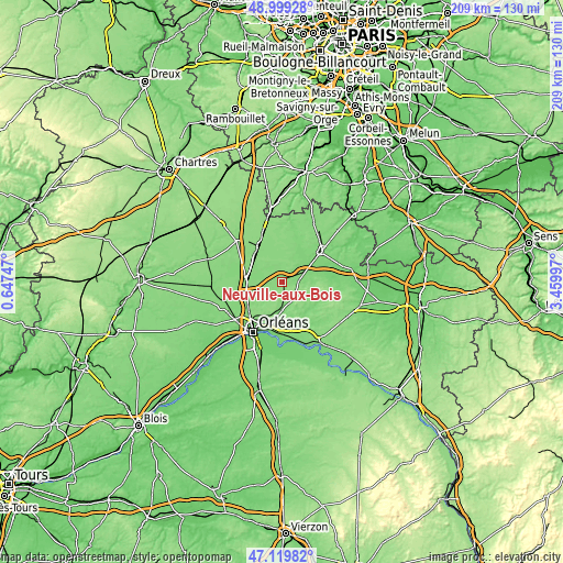 Topographic map of Neuville-aux-Bois